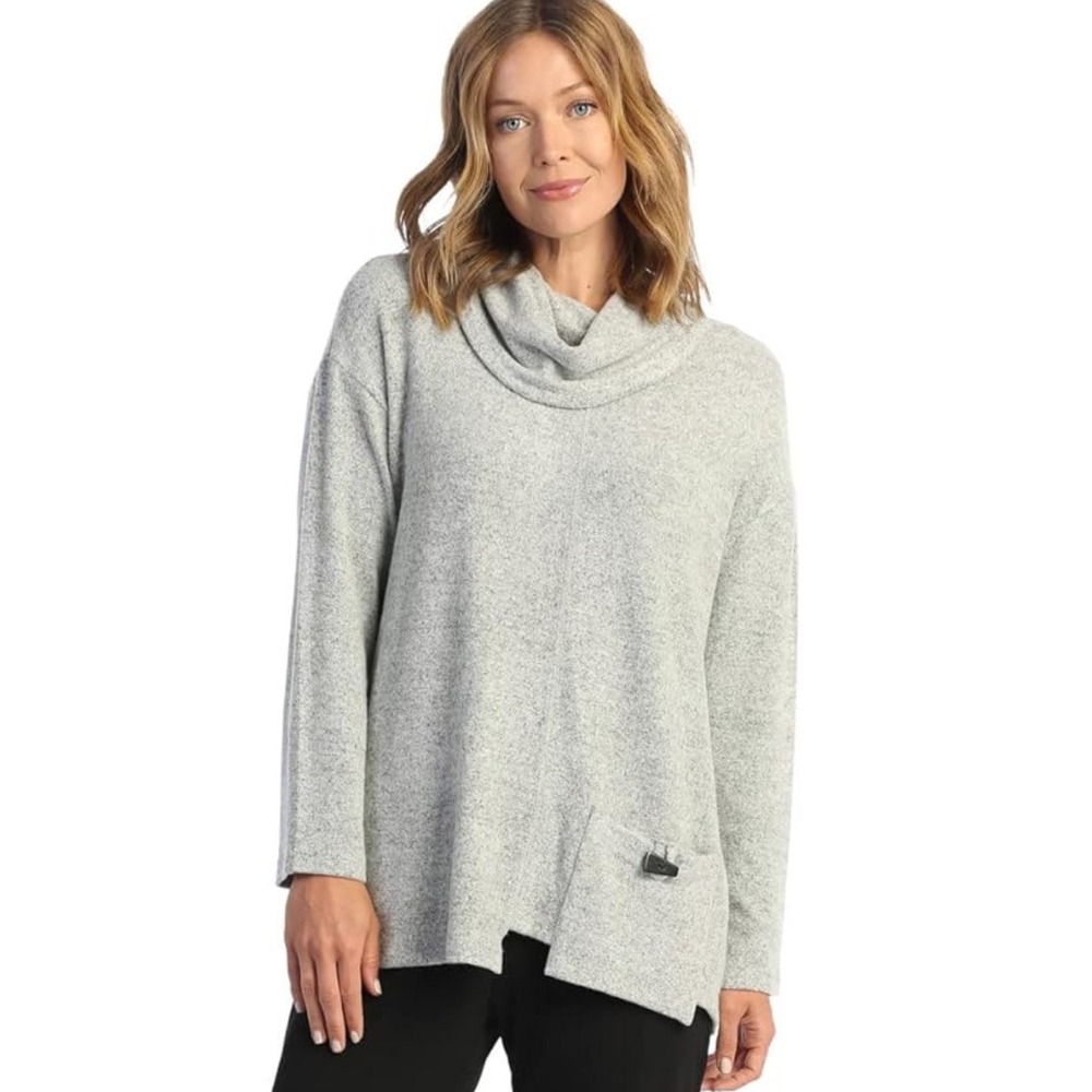 NEW Jess & Jane 2X‎ Sweater Cowl Neck Tunic Top Heather Gray Long Sleeve